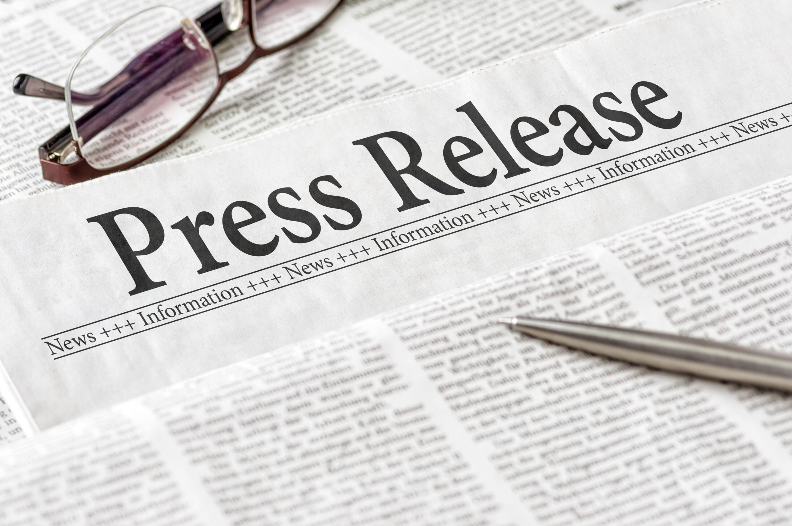 Newspaper with the headline Press Release